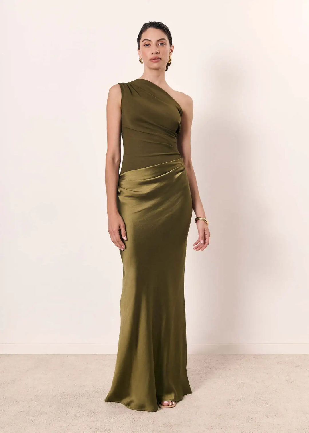 Aleida | One Shoulder Satin Maxi Dress