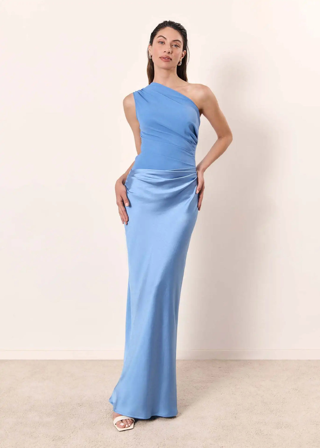 Aleida | One Shoulder Satin Maxi Dress