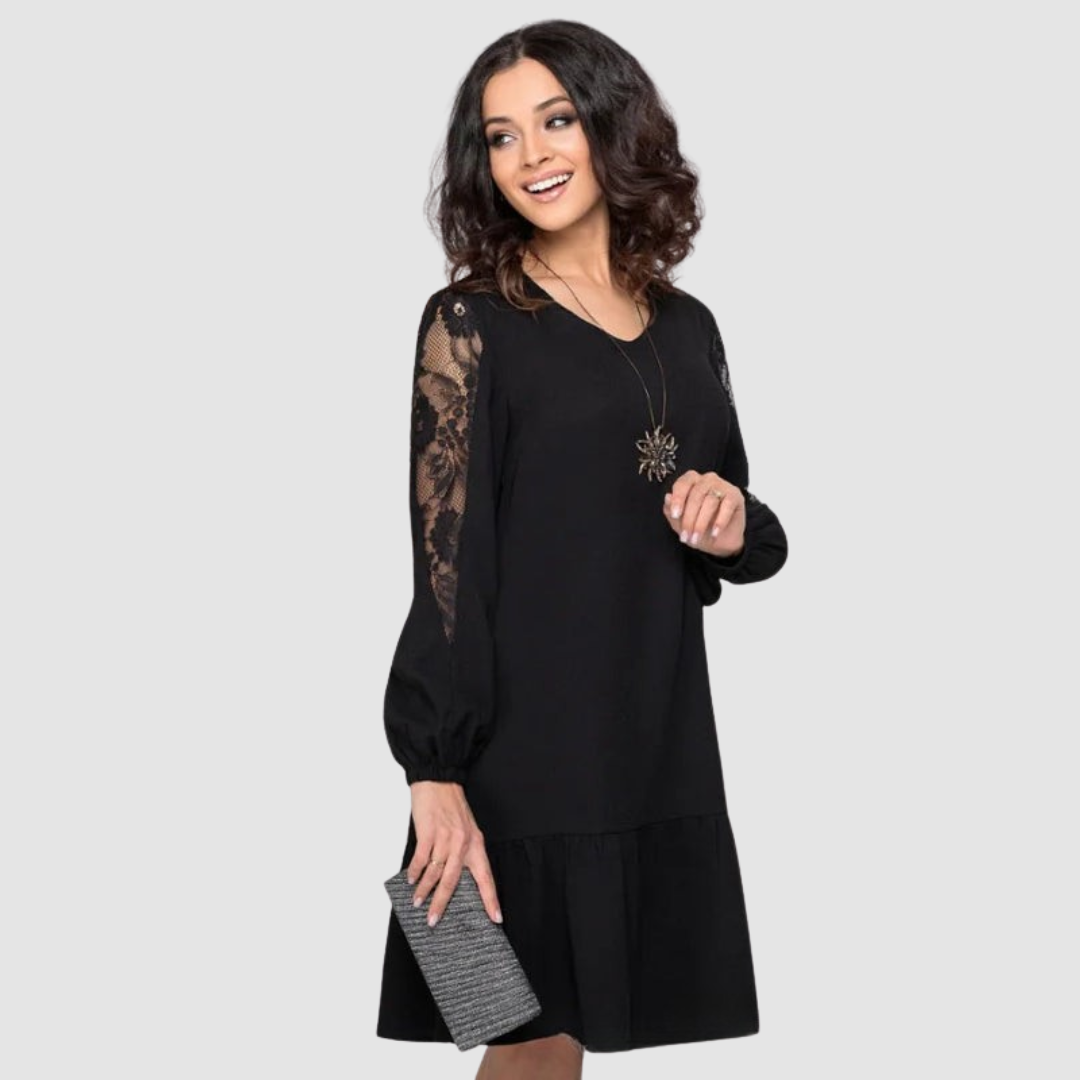 AERIS LONDON™| Lowri Quinn | Lace-Sleeve Midi Dress