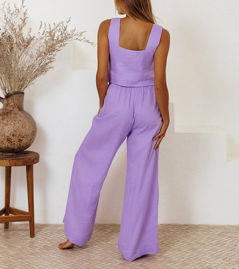AERIS LONDON™| Megan - Minimalist Top and Wide-Leg Pants Set
